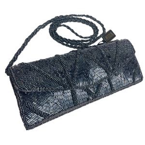 NWT Bijoux Terner Quartz Sand Evening Bag In Color Silver Grey